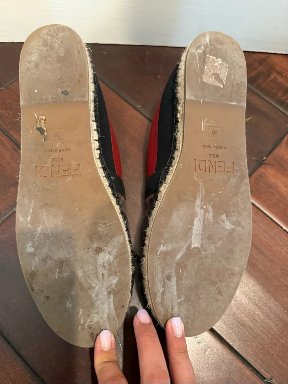 Fendi Black and Brown FF Logo Slip-On Espadrilles